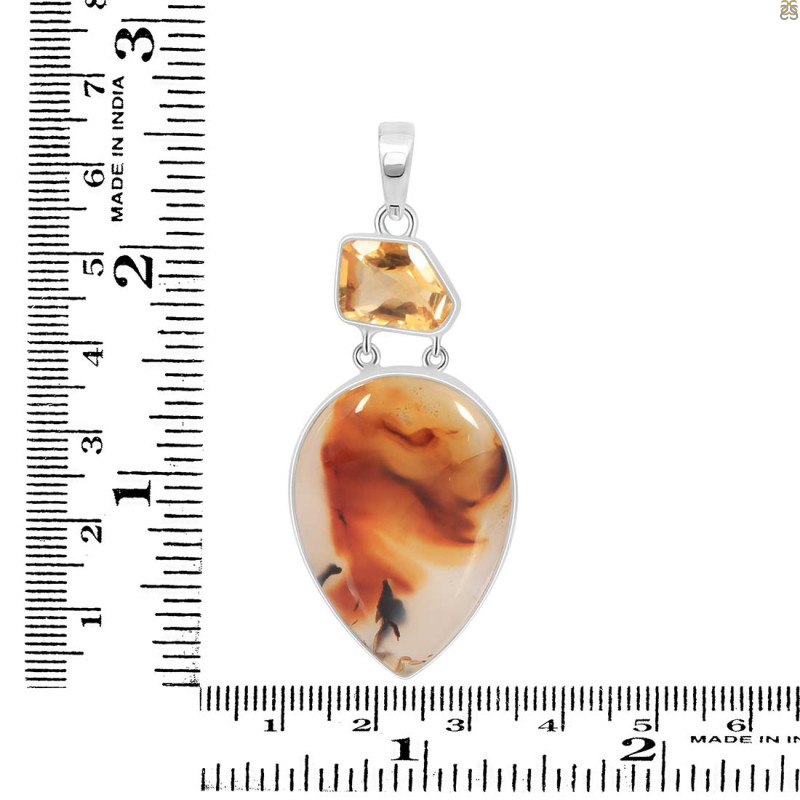 Montana Agate/Citrine Pendant-2SP MTA-1-167