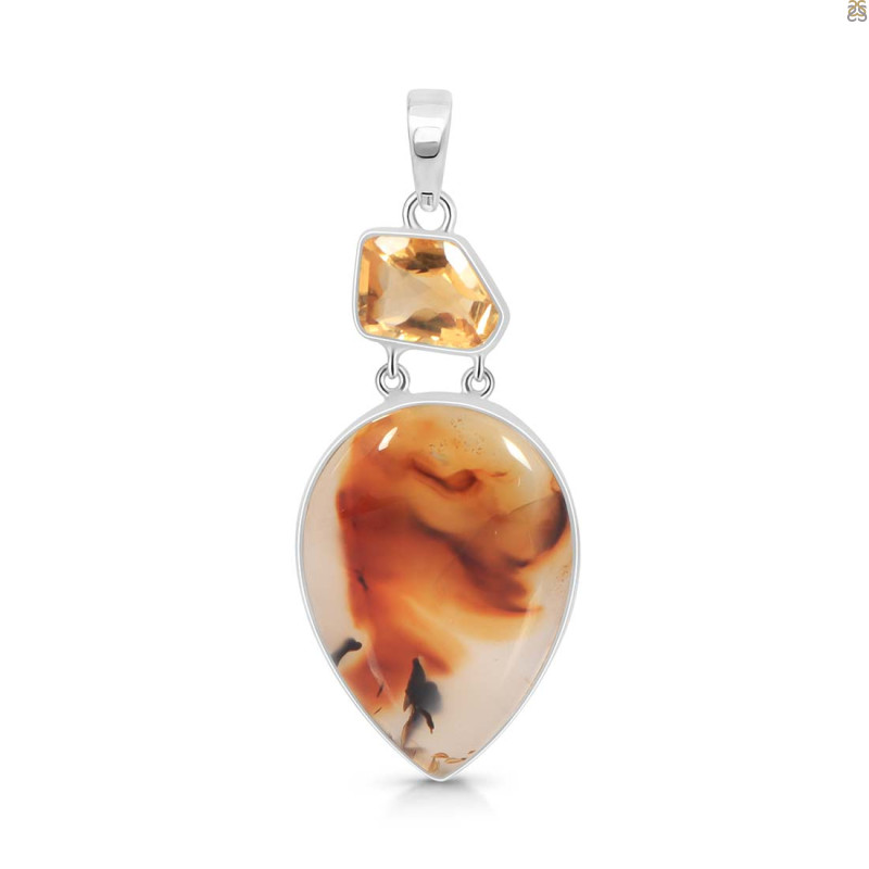 Montana Agate/Citrine Pendant-2SP MTA-1-167