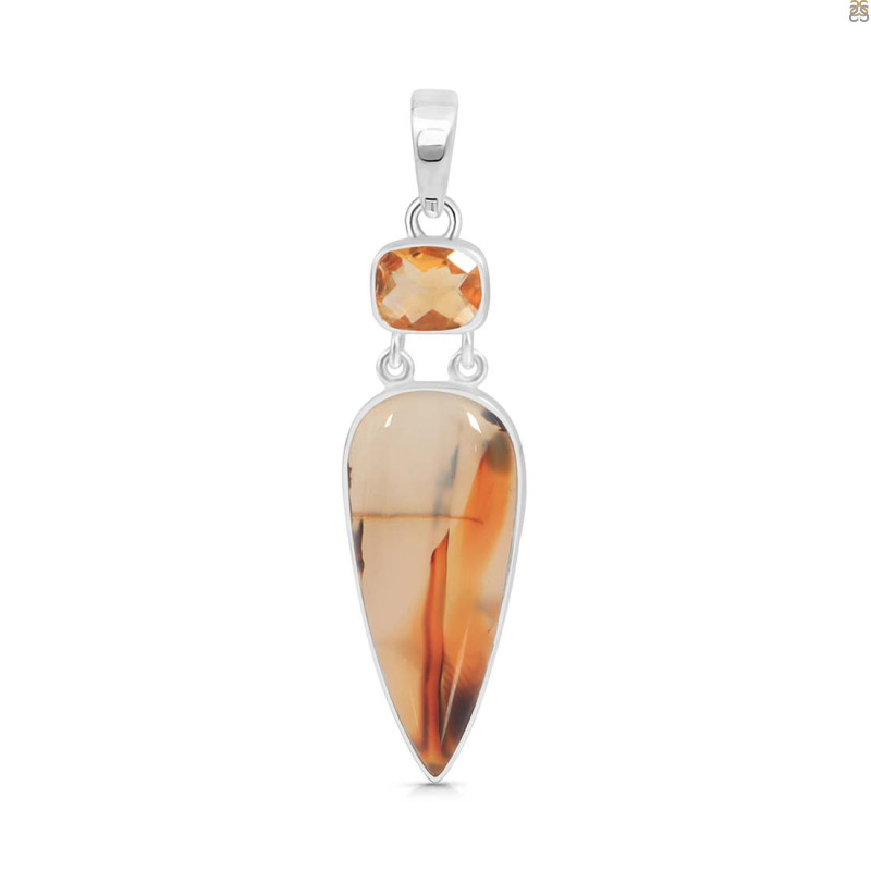 Montana Agate/Citrine Pendant-2SP MTA-1-168