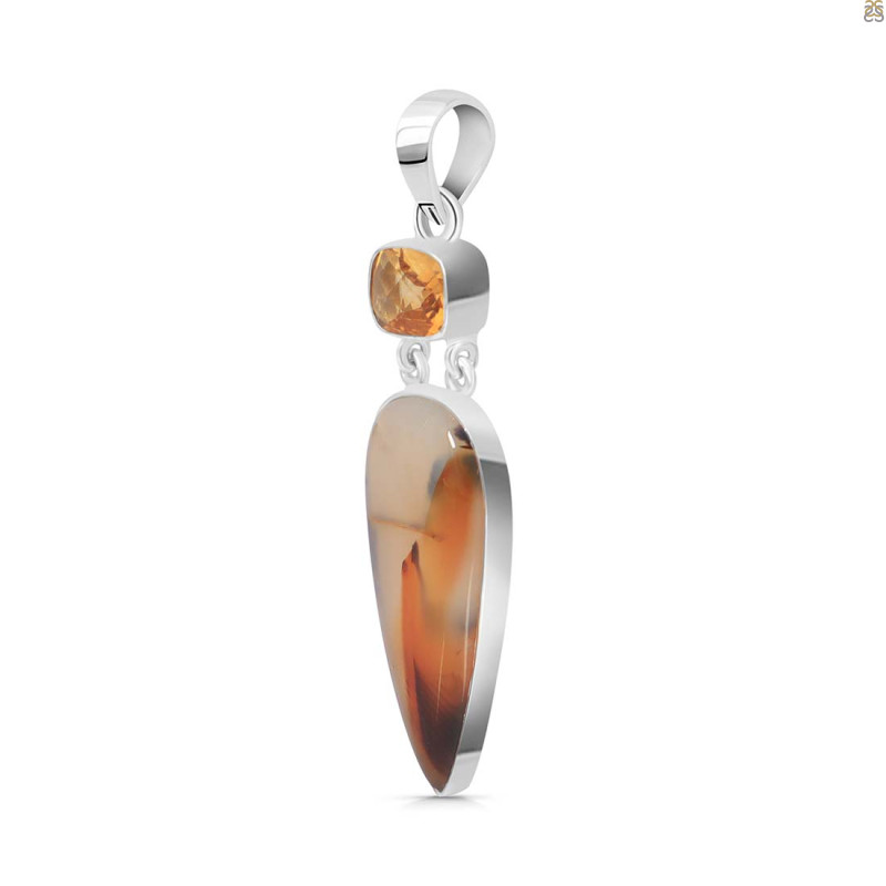 Montana Agate/Citrine Pendant-2SP