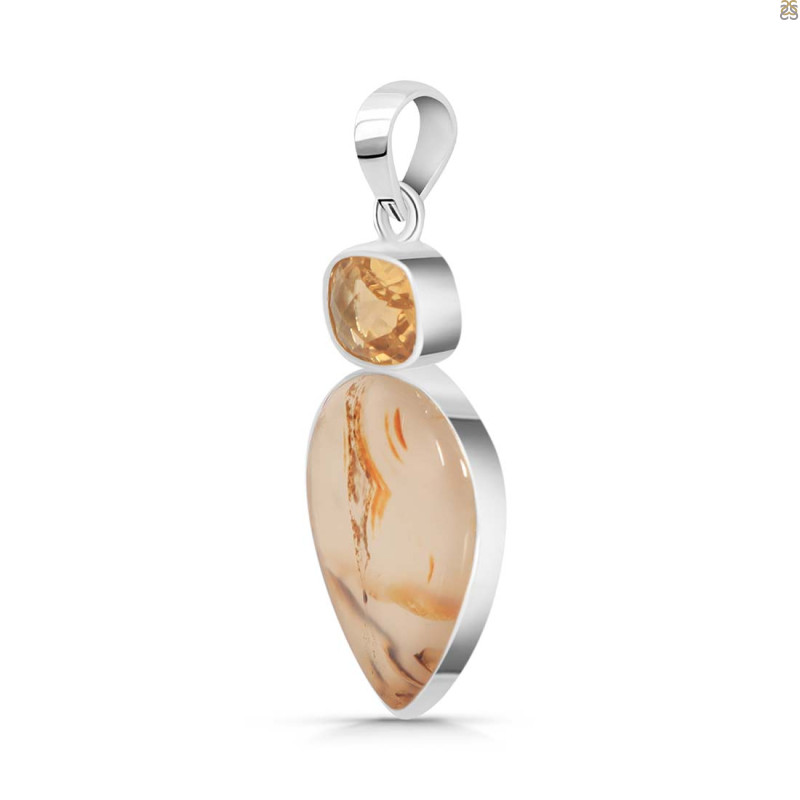 Montana Agate/Citrine Pendant-2SP