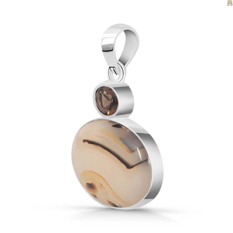 Montana Agate/Smoky Pendant-2SP