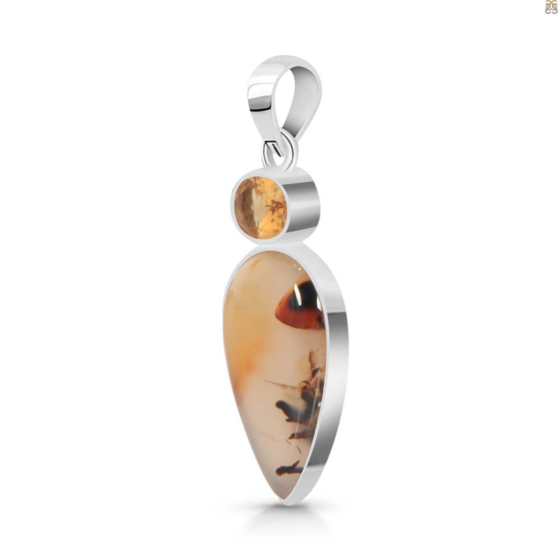 Montana Agate/Citrine Pendant-2SP
