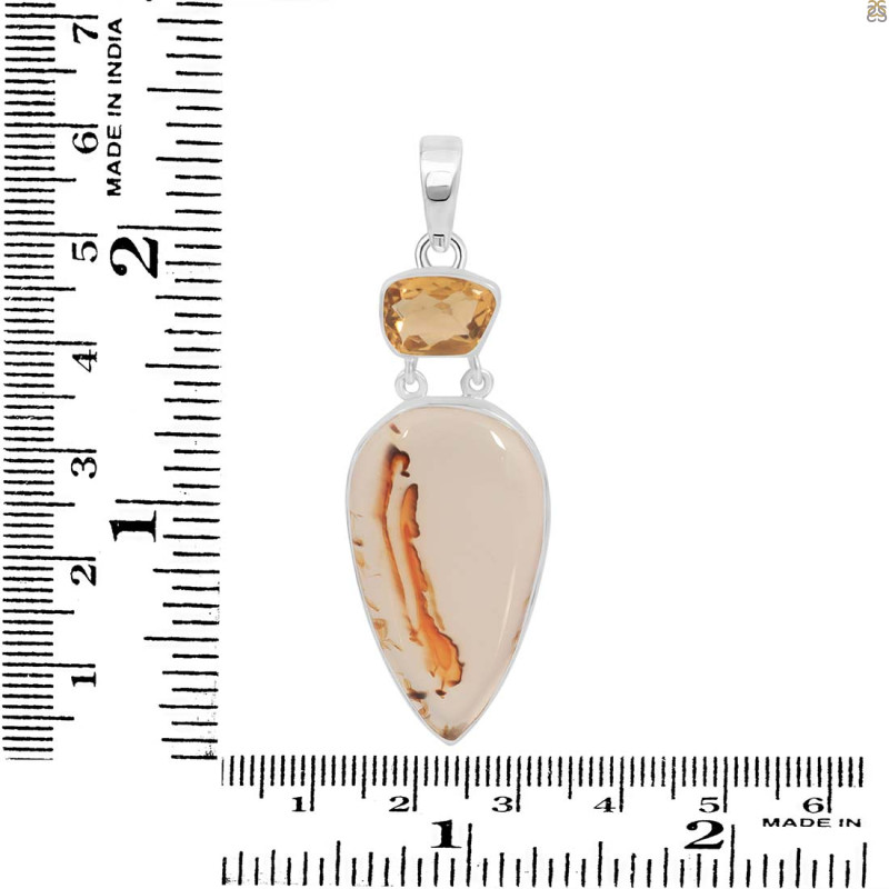 Montana Agate/Citrine Pendant-2SP MTA-1-179