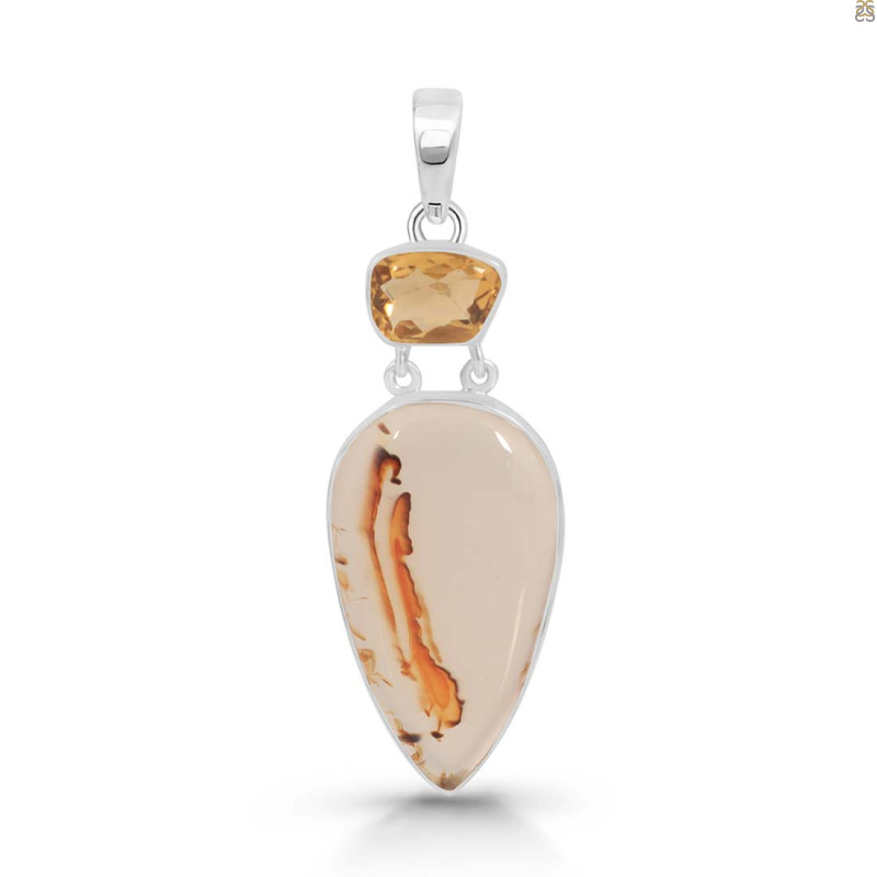 Montana Agate/Citrine Pendant-2SP MTA-1-179