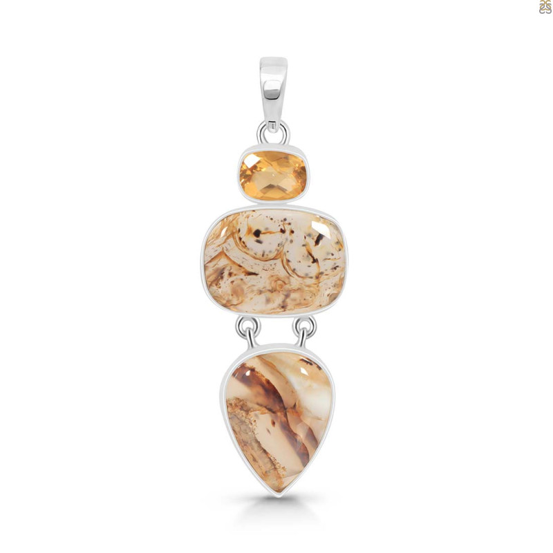 Montana Agate/Citrine Pendant-2SP MTA-1-181