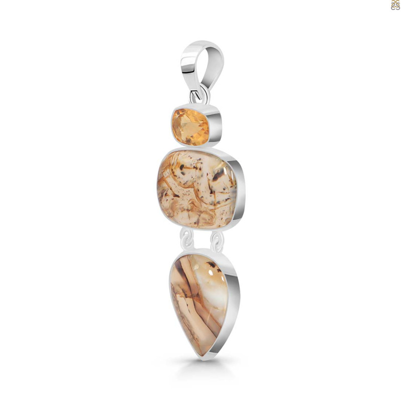 Montana Agate/Citrine Pendant-2SP