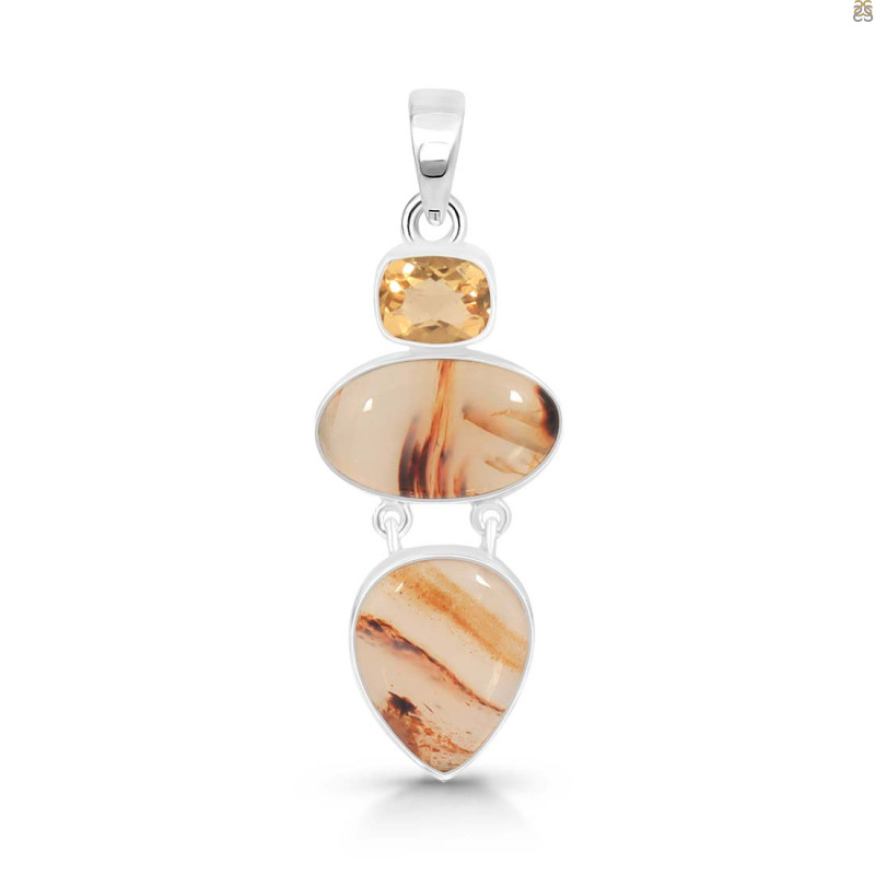 Montana Agate/Citrine Pendant-2SP MTA-1-182