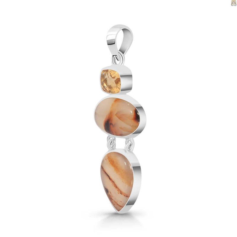 Montana Agate/Citrine Pendant-2SP