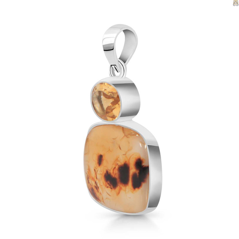Montana Agate/Citrine Pendant-2SP