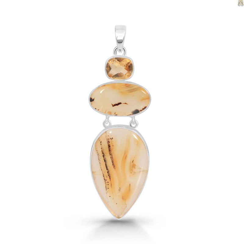 Montana Agate/Citrine Pendant-2SP MTA-1-185