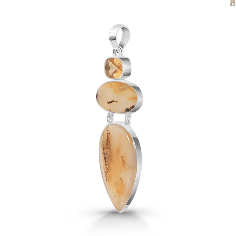 Montana Agate/Citrine Pendant-2SP
