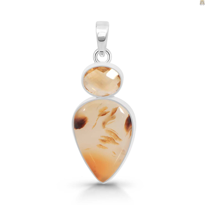 Montana Agate/Citrine Pendant-2SP MTA-1-186