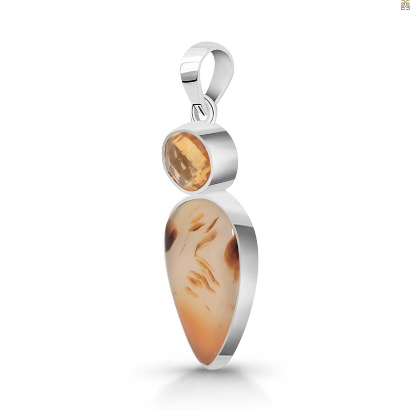 Montana Agate/Citrine Pendant-2SP