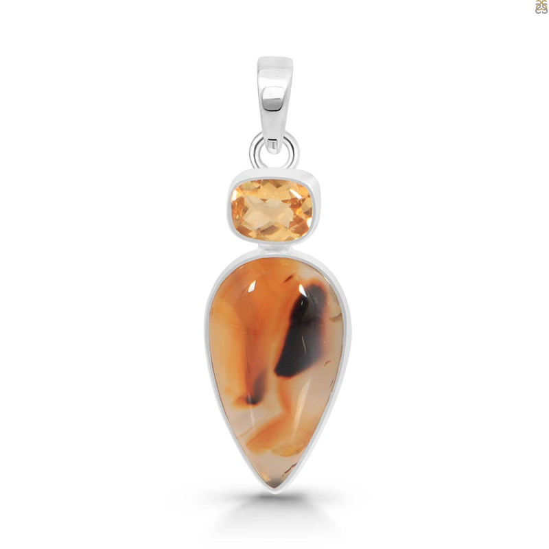 Montana Agate/Citrine Pendant-2SP MTA-1-187