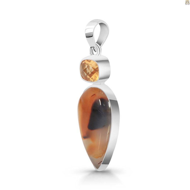 Montana Agate/Citrine Pendant-2SP