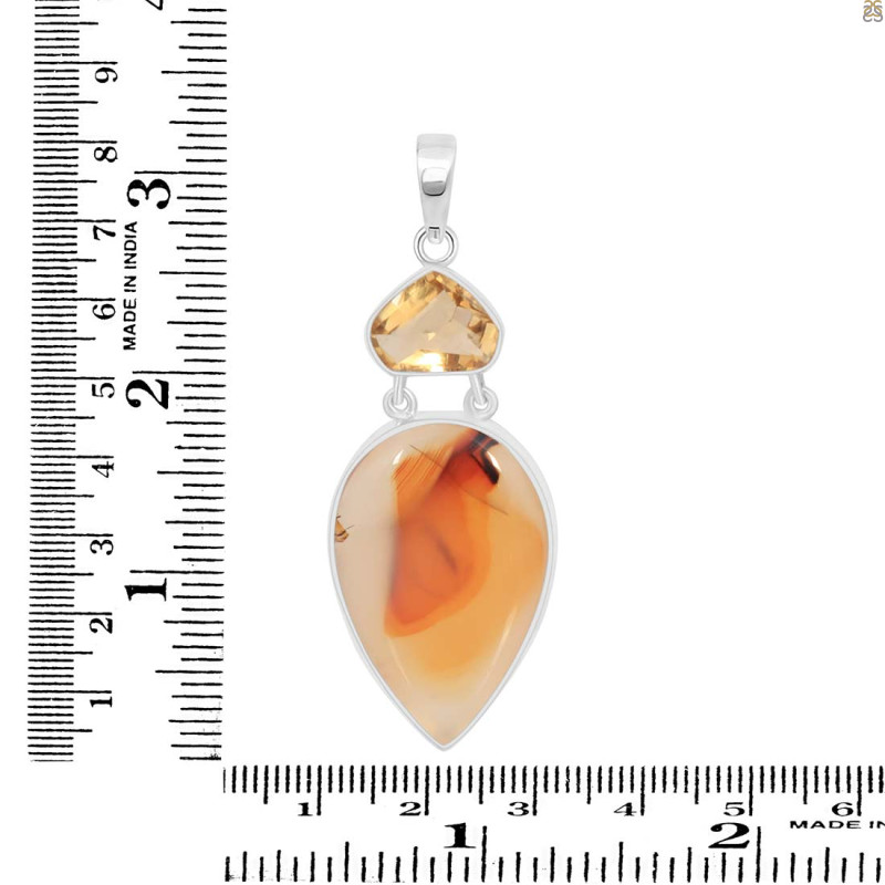 Montana Agate/Citrine Pendant-2SP MTA-1-188