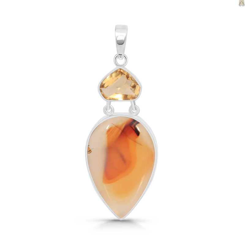 Montana Agate/Citrine Pendant-2SP MTA-1-188