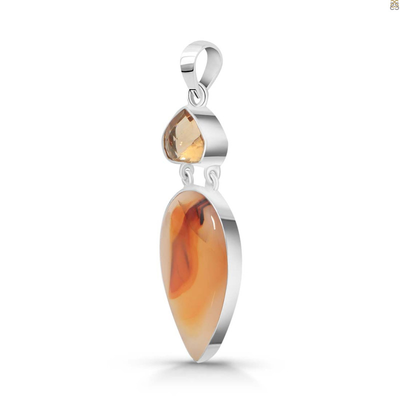 Montana Agate/Citrine Pendant-2SP