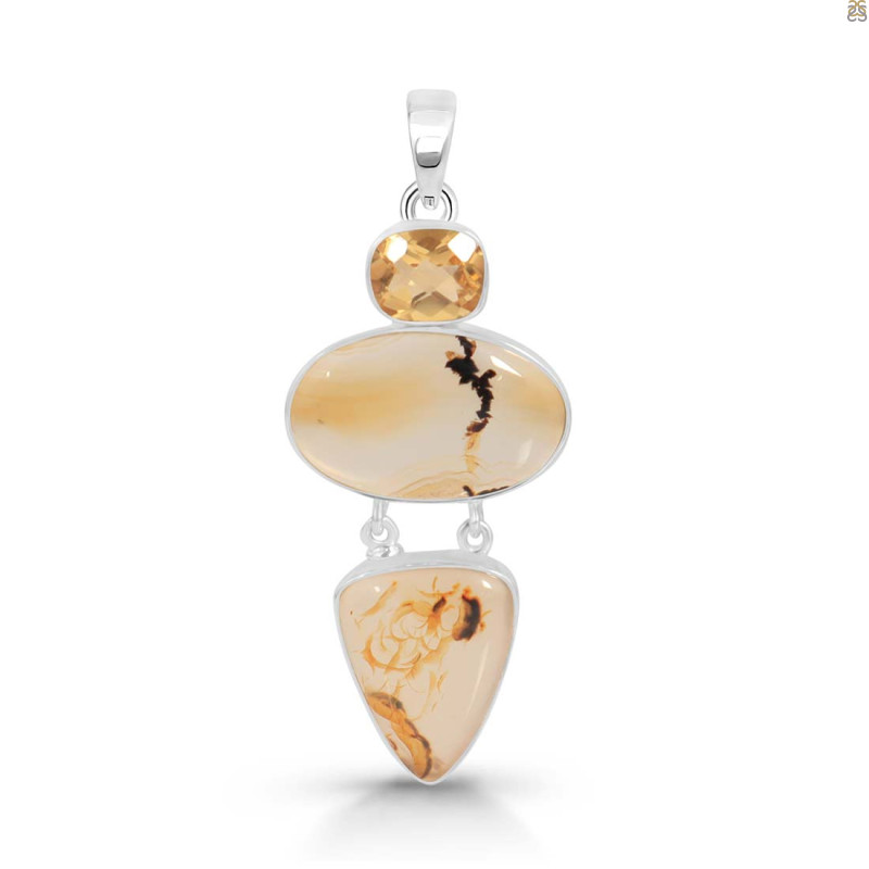 Montana Agate/Citrine Pendant-2SP MTA-1-190
