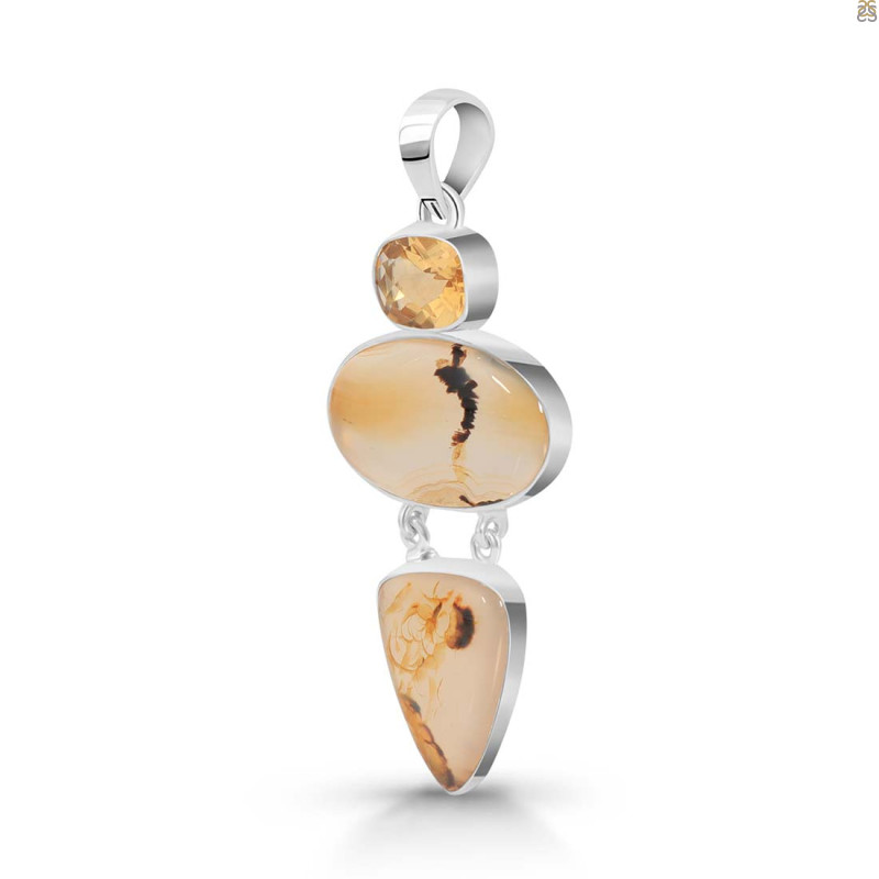 Montana Agate/Citrine Pendant-2SP