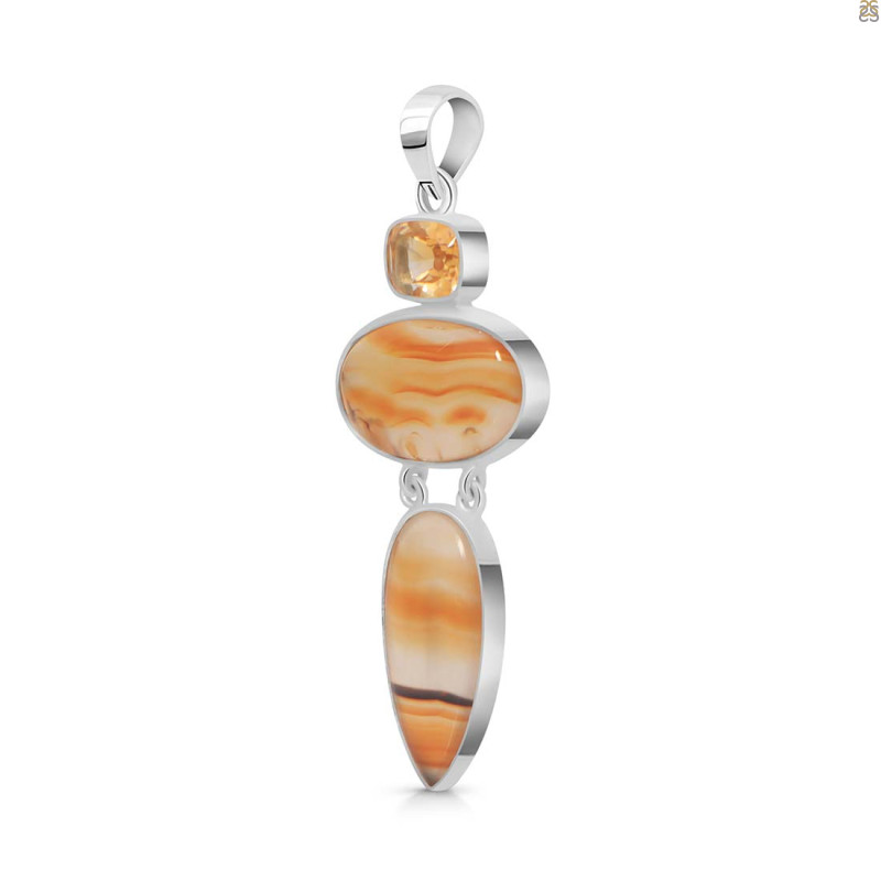 Montana Agate/Citrine Pendant-2SP