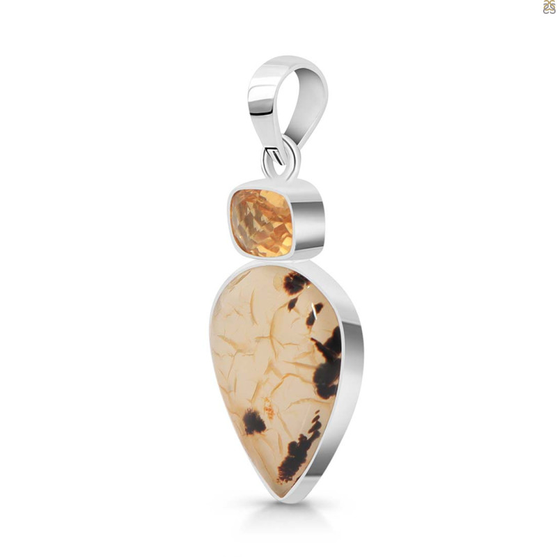 Montana Agate/Citrine Pendant-2SP