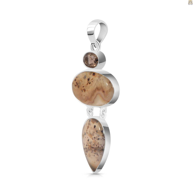 Montana Agate/Smoky Pendant-2SP