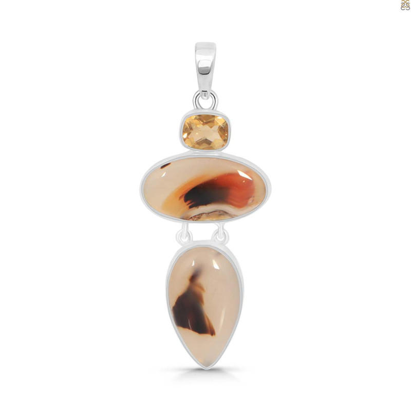 Montana Agate/Citrine Pendant-2SP MTA-1-197