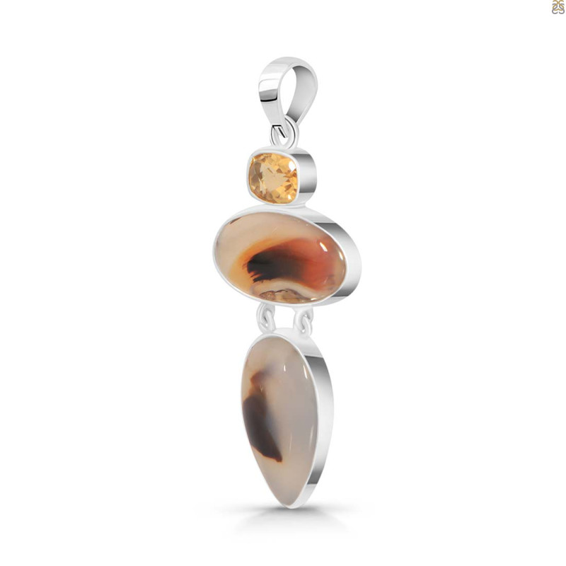 Montana Agate/Citrine Pendant-2SP