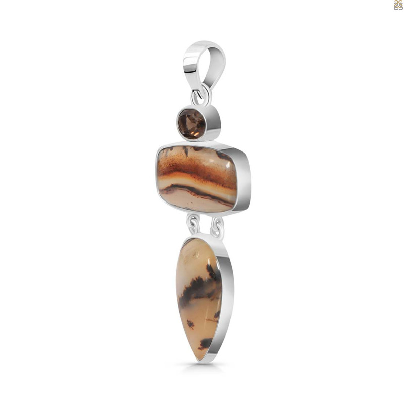 Montana Agate/Smoky Pendant-2SP