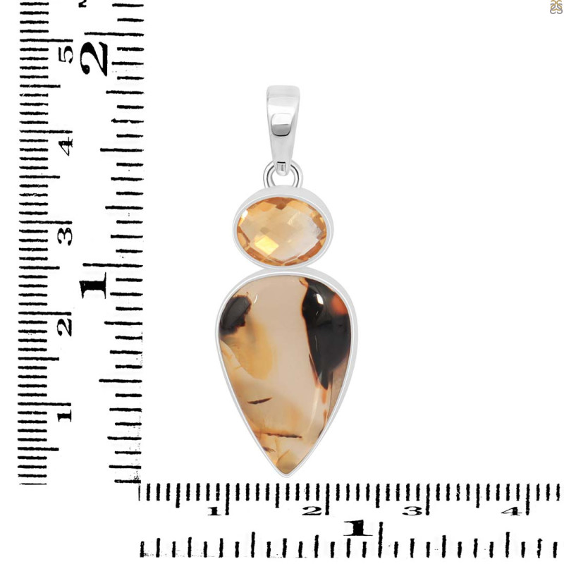 Montana Agate/Citrine Pendant-2SP MTA-1-202