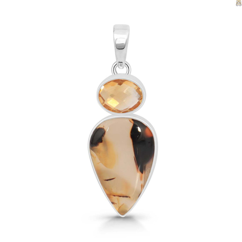 Montana Agate/Citrine Pendant-2SP MTA-1-202