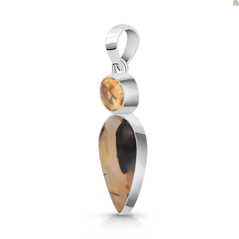 Montana Agate/Citrine Pendant-2SP