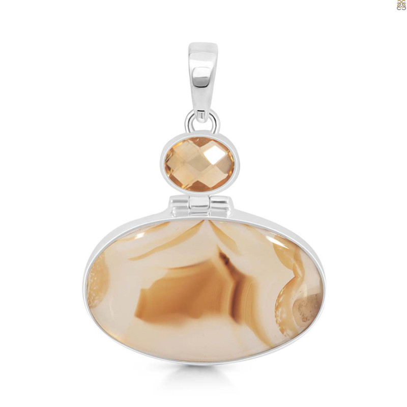 Montana Agate/Citrine Pendant-2SP MTA-1-203
