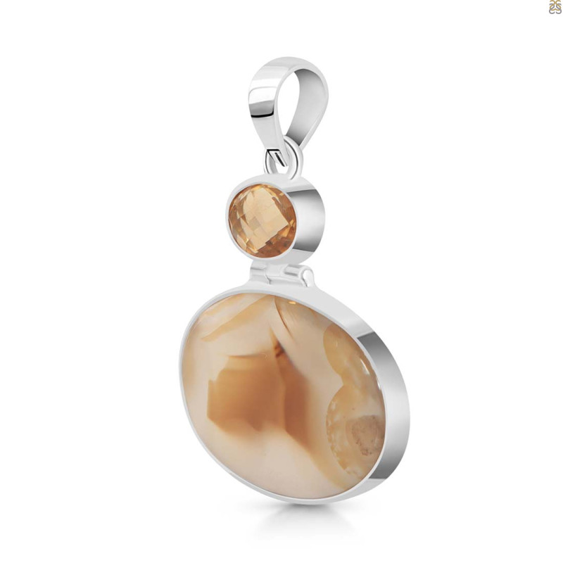 Montana Agate/Citrine Pendant-2SP