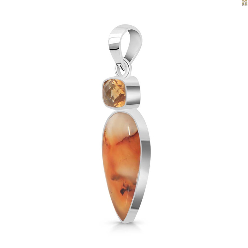 Montana Agate/Citrine Pendant-2SP