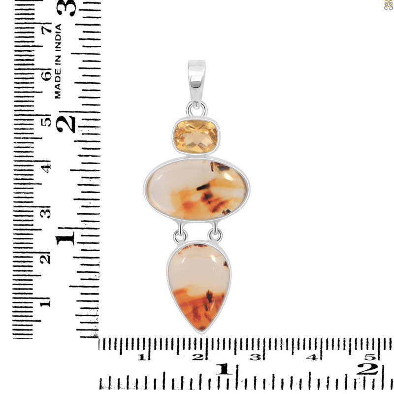 Montana Agate/Citrine Pendant-2SP MTA-1-207
