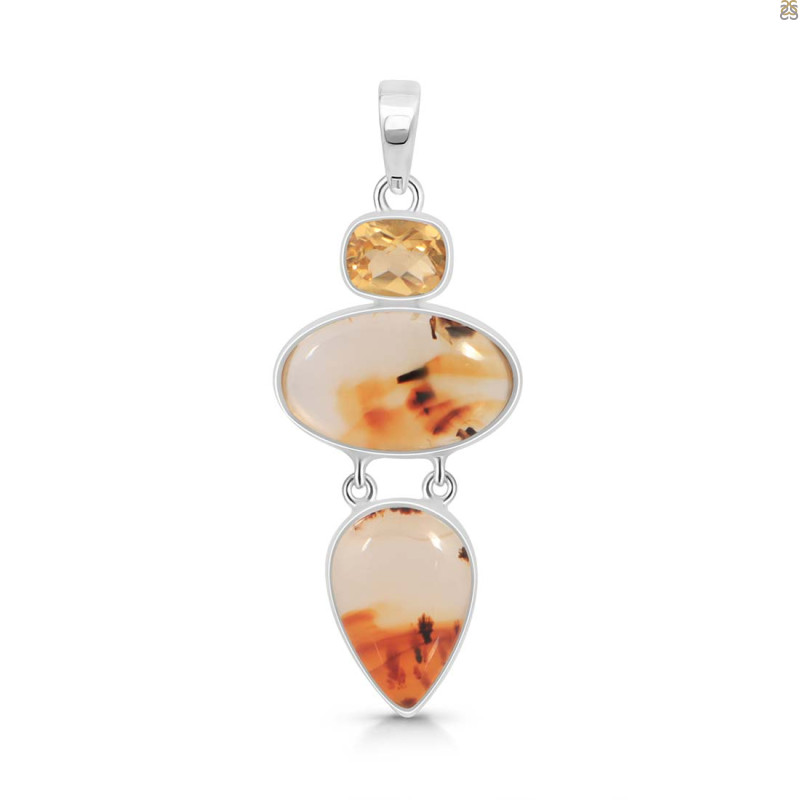 Montana Agate/Citrine Pendant-2SP MTA-1-207