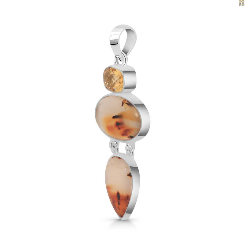 Montana Agate/Citrine Pendant-2SP