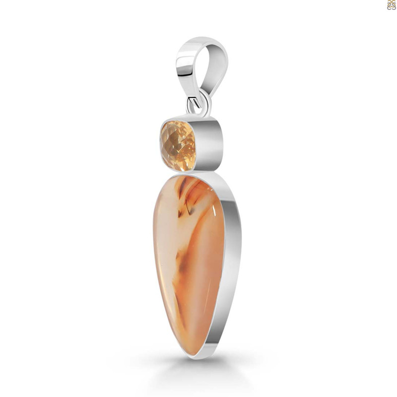Montana Agate/Citrine Pendant-2SP