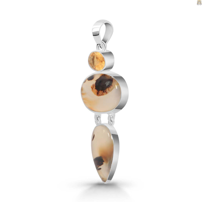 Montana Agate/Citrine Pendant-2SP