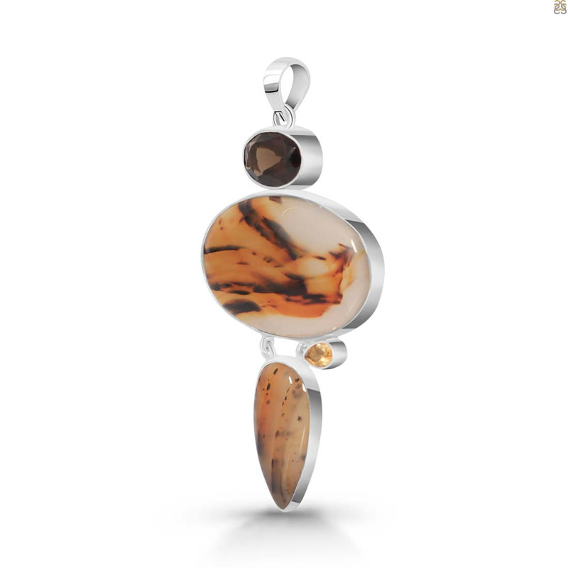 Montana Agate/Smoky/Citrine Pendant-2SP