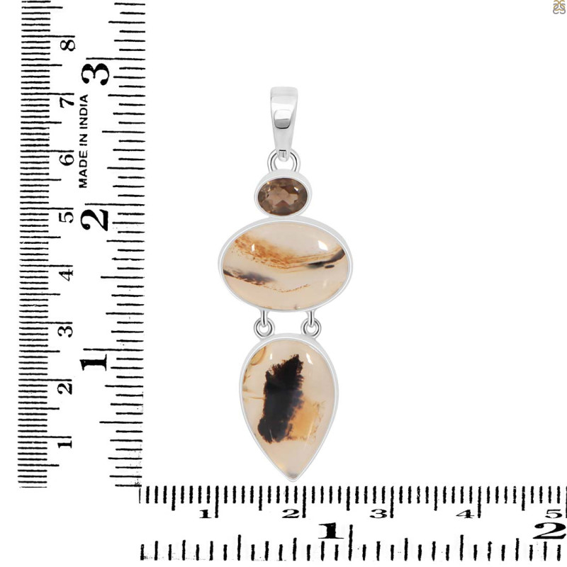 Montana Agate/Smoky Pendant-2SP MTA-1-212