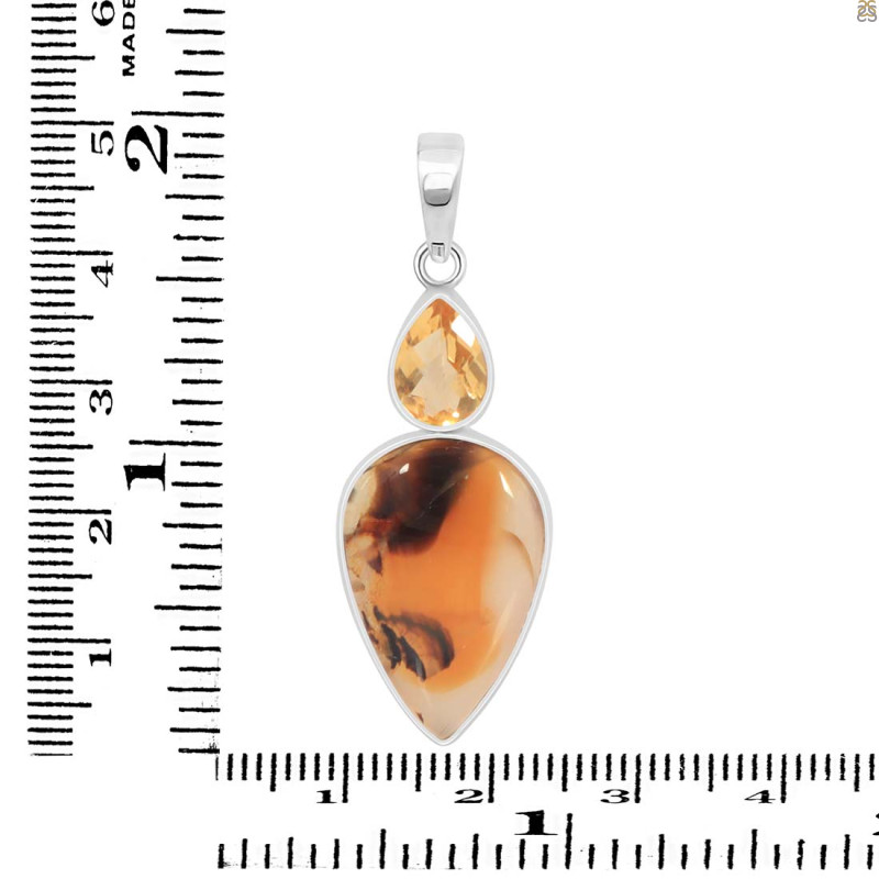 Montana Agate/Citrine Pendant-2SP MTA-1-213