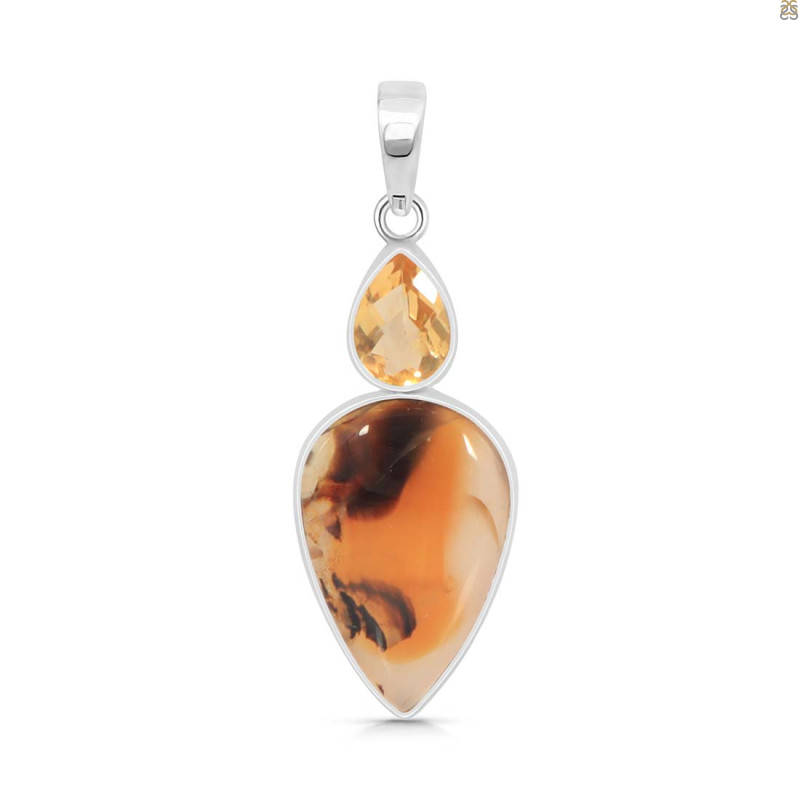 Montana Agate/Citrine Pendant-2SP MTA-1-213