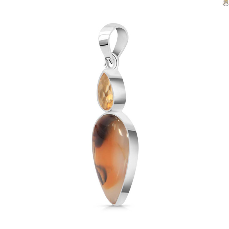 Montana Agate/Citrine Pendant-2SP