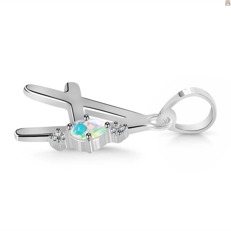 Opal & White Topaz Alphabet A Pendant