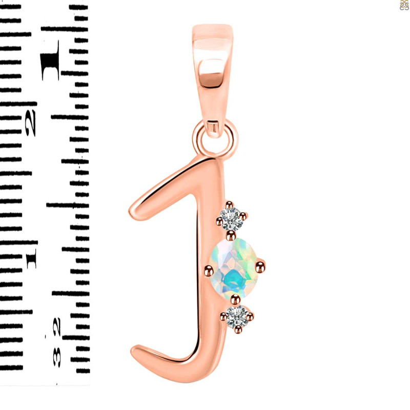 Opal & White Topaz Alphabet J Pendant OPL-RDA-10.