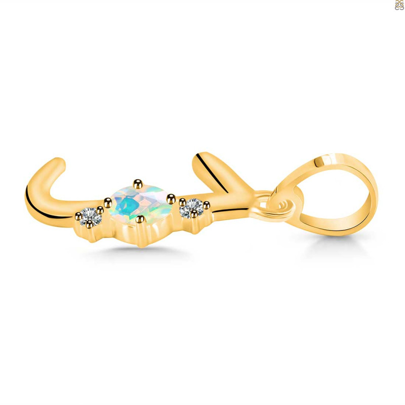 Opal & White Topaz Alphabet J Pendant OPL-RDA-10.